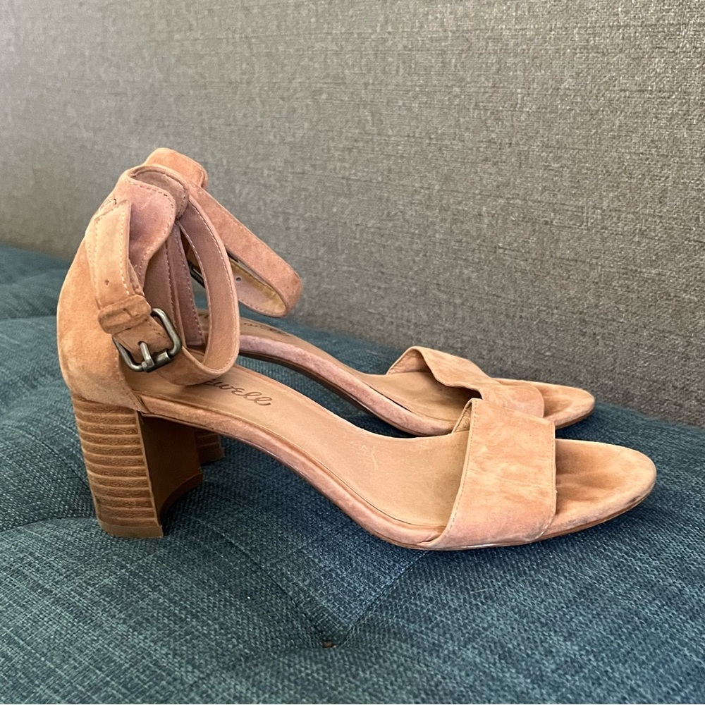 Madewell Blush Suede Block Heels